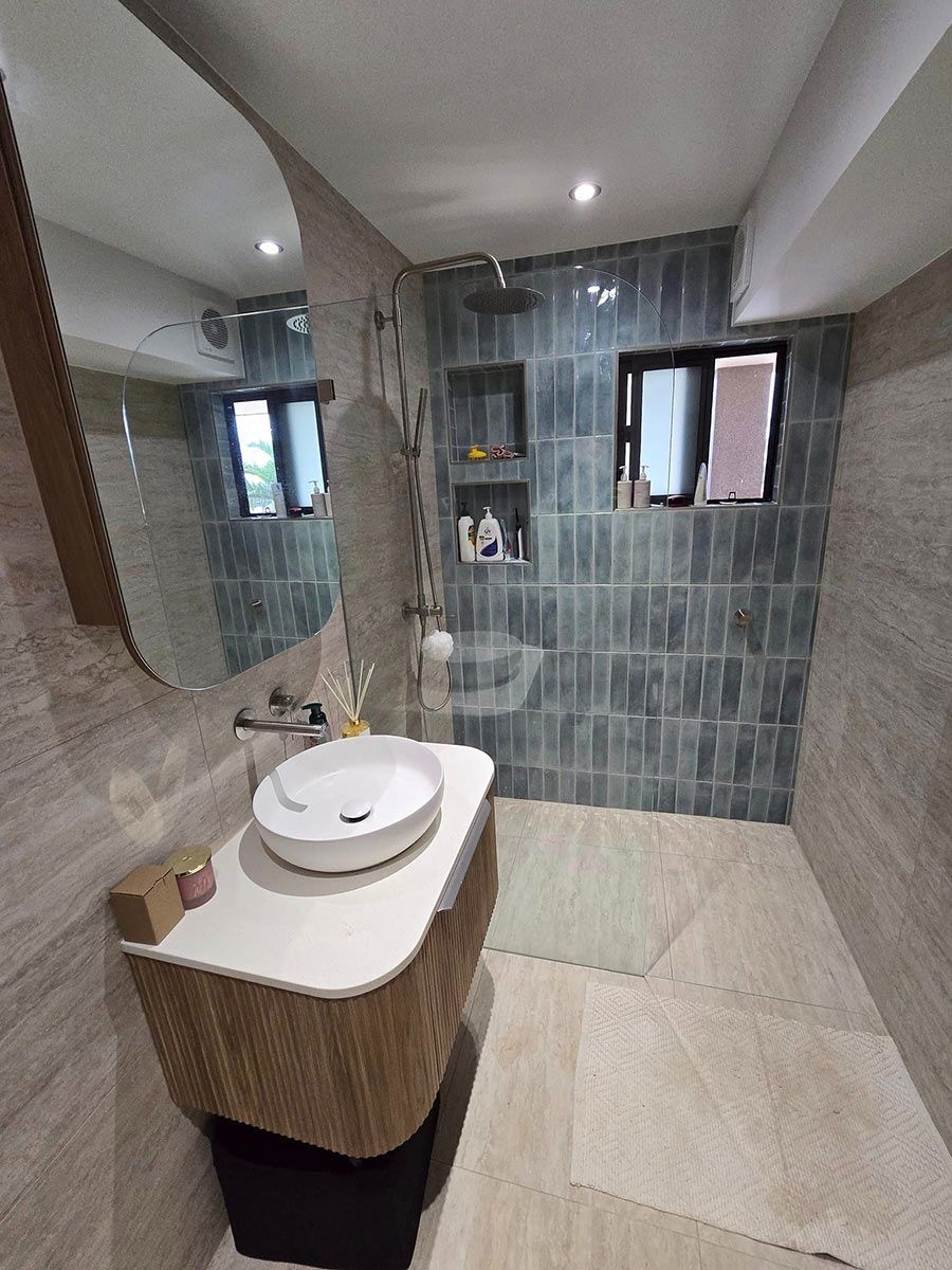 A Bathroom With A Sink , Mirror And Shower — Country 2 Coast Plumbing And Gas In Wauchope, NSW