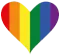 Rainbow-colored heart, red to purple vertical stripes, representing LGBTQ+ pride.