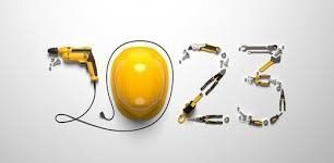 The number 2023 is made out of tools and a hard hat.
