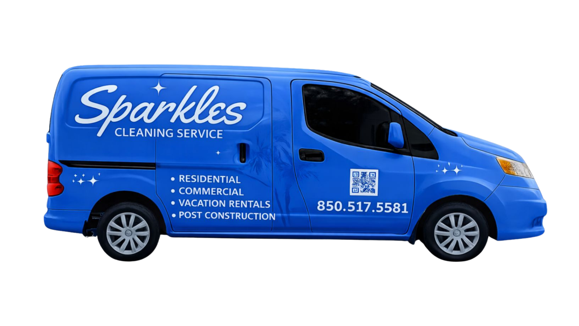 Blue van for Sparkles cleaning in Destin FL