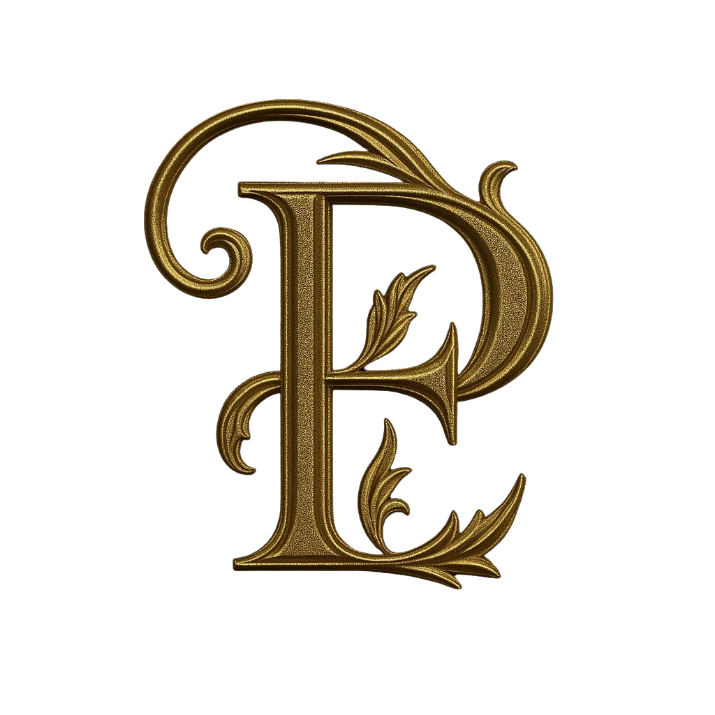 Paramount Exposure gold monogram “PE” logo