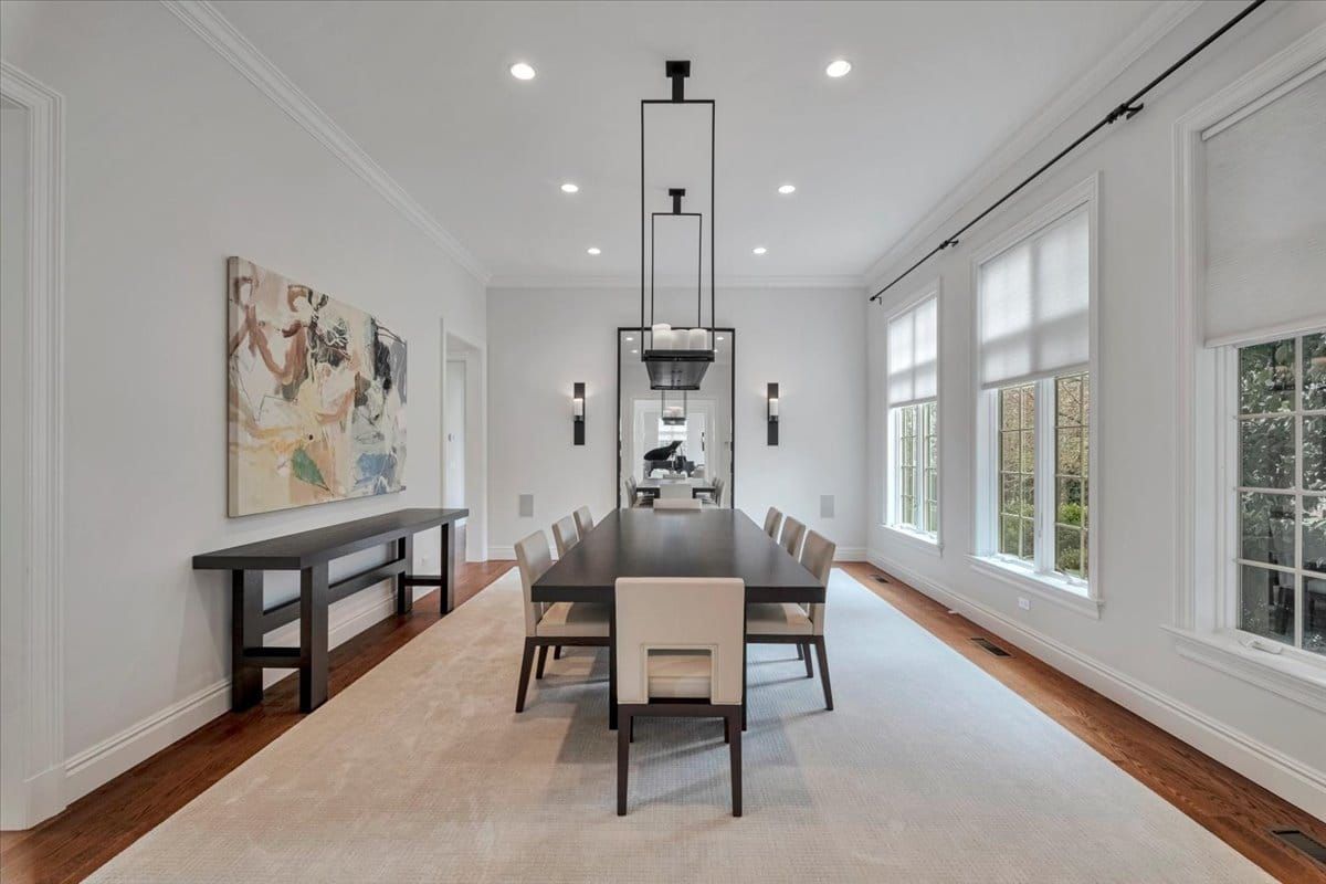 Scarsdale dining room with a long table and chairs.