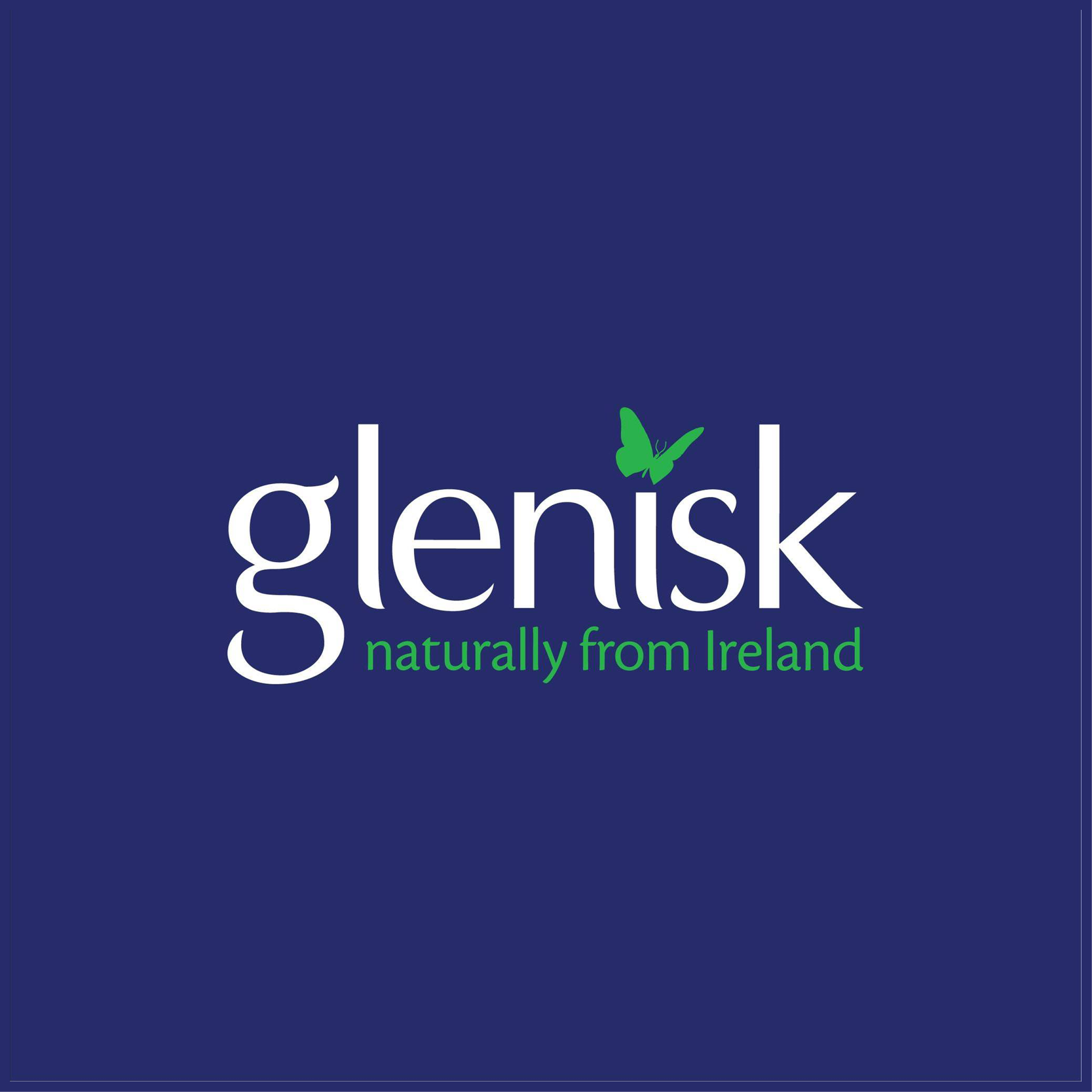 Glenisk naturally from ireland logo on a blue background