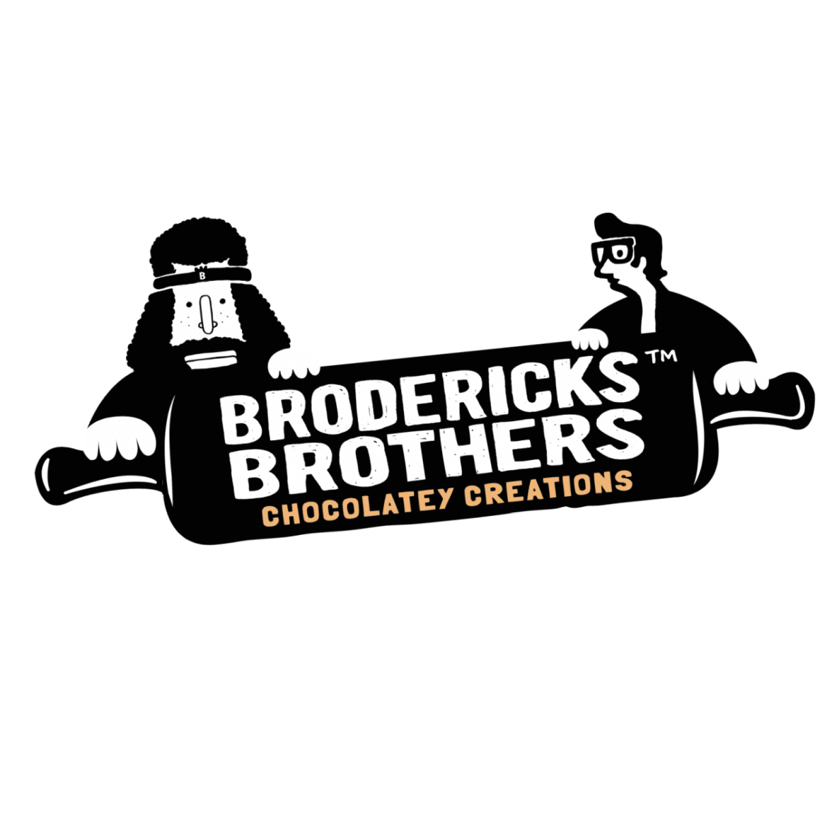 A black and white logo for brodericks brothers chocolatey creations.