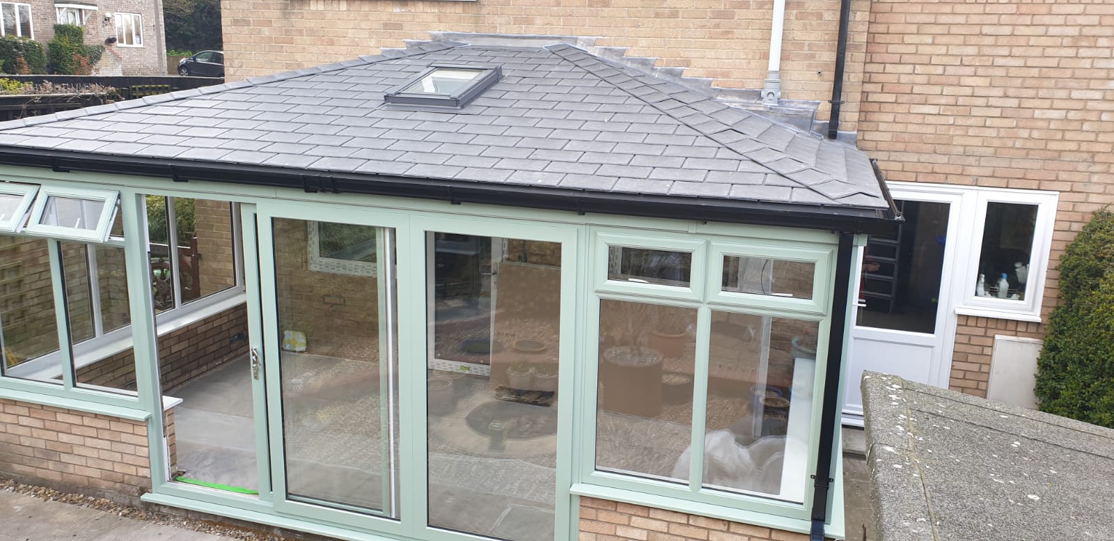 Conservatory design with patio doors