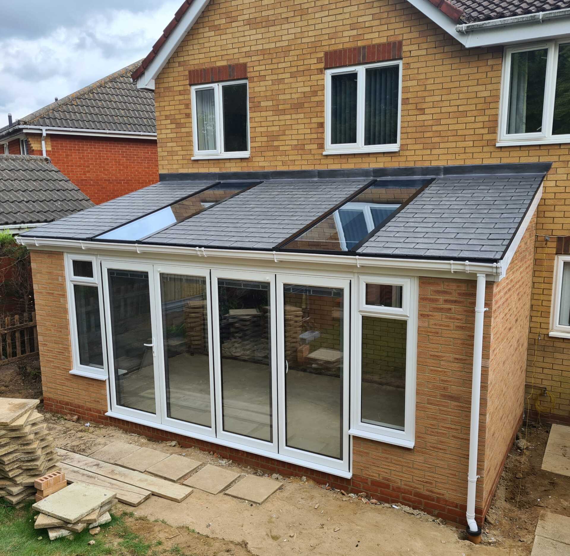 Lean-to conservatory installation