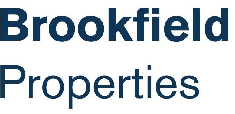 The logo for brookfield properties is blue and white on a white background.