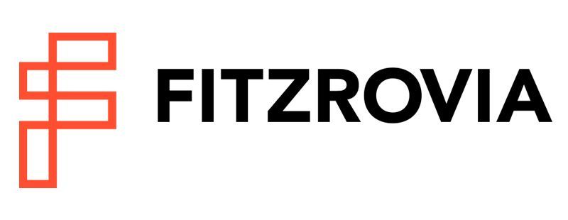 The logo for fitzrovia is a red and black logo on a white background.