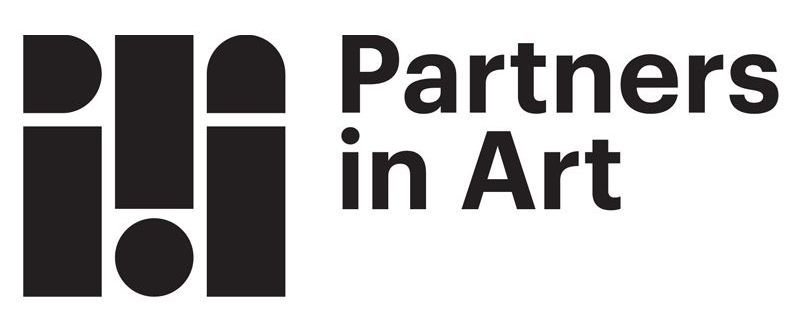 A black and white logo for partners in art.
