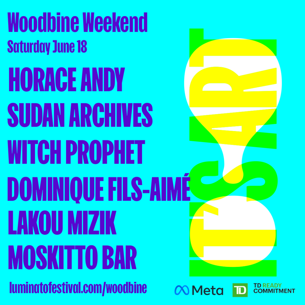 A poster for woodbine weekend on saturday june 18