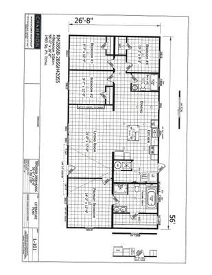 A black and white floor plan of a mobile home.