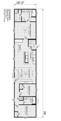 A black and white floor plan of a mobile home