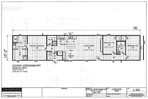 A black and white floor plan of a mobile home.