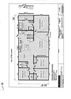 A black and white floor plan of a mobile home.