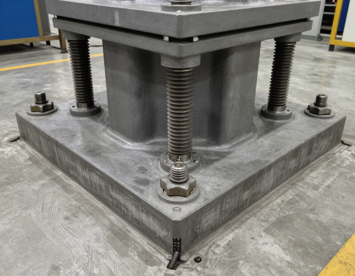 Base estructural para maquinaria industrial con control de vibraciones