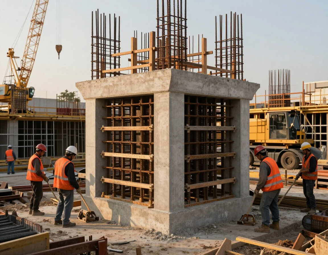 Cimentación industrial de alta precisión para maquinaria pesada