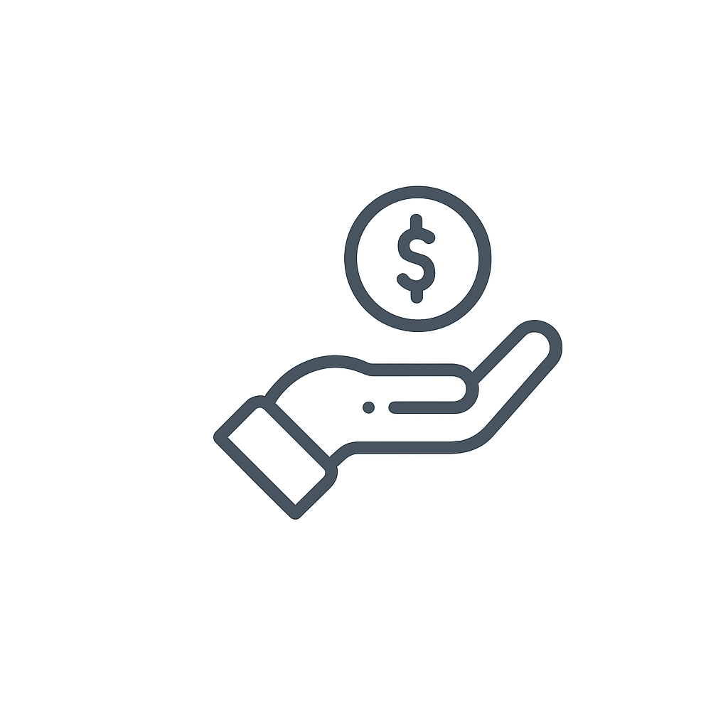 Eine Hand hält eine Münze mit einem Dollarzeichen darauf.