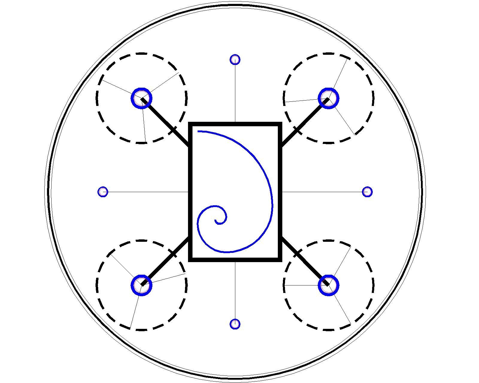 A drawing of a circle with a square in the middle