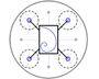 A drawing of a circle with a square in the middle
