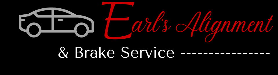 Logo for Earl's Alignment & Brake Service: a car icon, red 