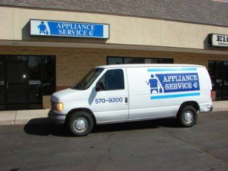 Service Truck at Store — Major Appliance Repair Services in Colorado Springs CO