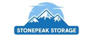 Stonepeak Storage logo with blue mountains, sky, and text on a banner.