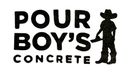 Logo for Pour Boy's Concrete, featuring text and a cowboy silhouette holding a trowel.