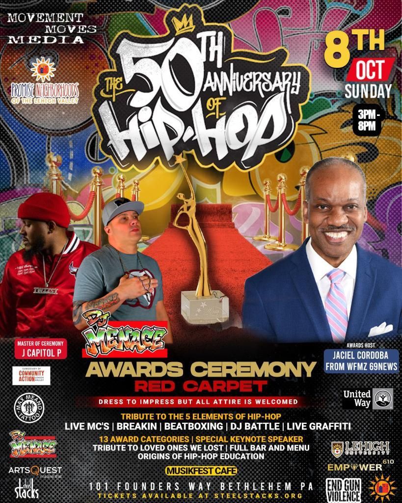 A poster for the 50th anniversary of hip hop awards ceremony