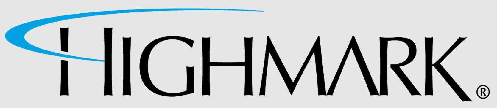 A highmark logo with a blue swirl on a white background.