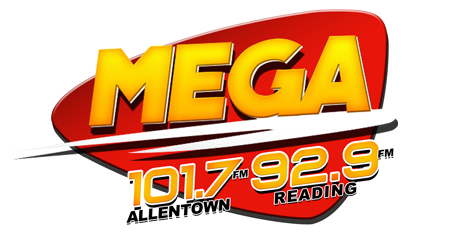 A logo for mega allentown reading 101.7 fm