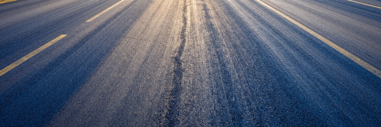 Sunlit road with white lane markings stretching into the distance