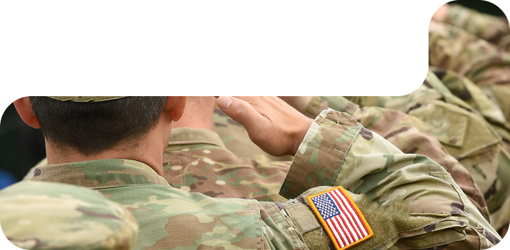 A group of soldiers saluting with their hands in the air.  | D & B Bear Service