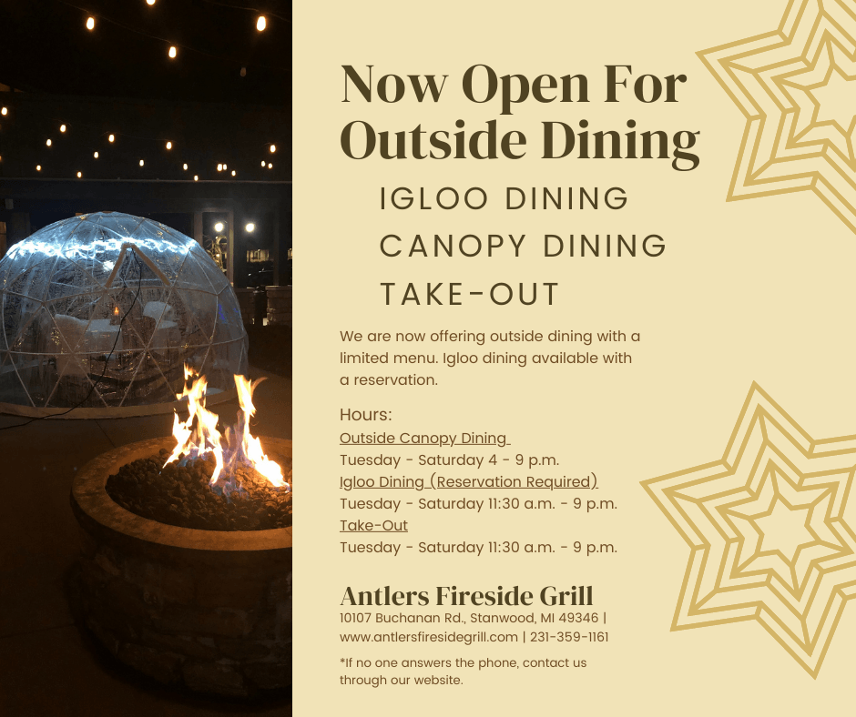 Now open for outside dining flyer