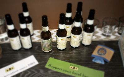 bottles of beverages on a table