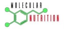 Logo for Molecular Nutrition featuring green chemical structure lines and text in black and red.