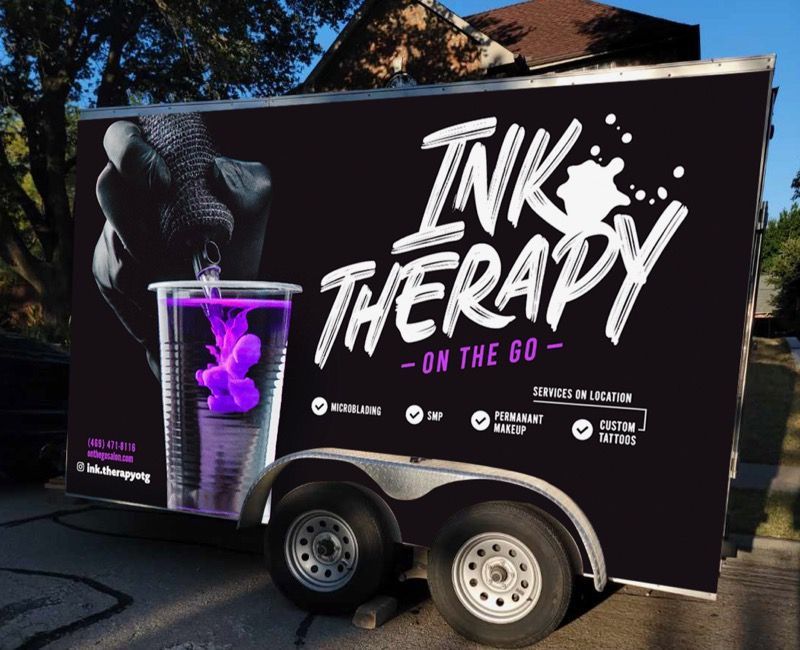 A trailer that says ink therapy on the go