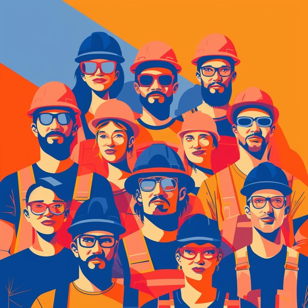 A group of construction workers are posing for a picture.