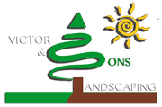 Victor and sons landscaping logo with a tree and sun
