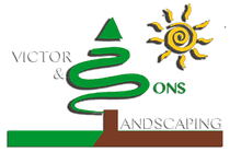 Victor and sons landscaping logo with a tree and sun