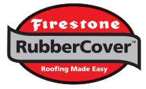 the logo for firestone rubber cover roofing made easy .