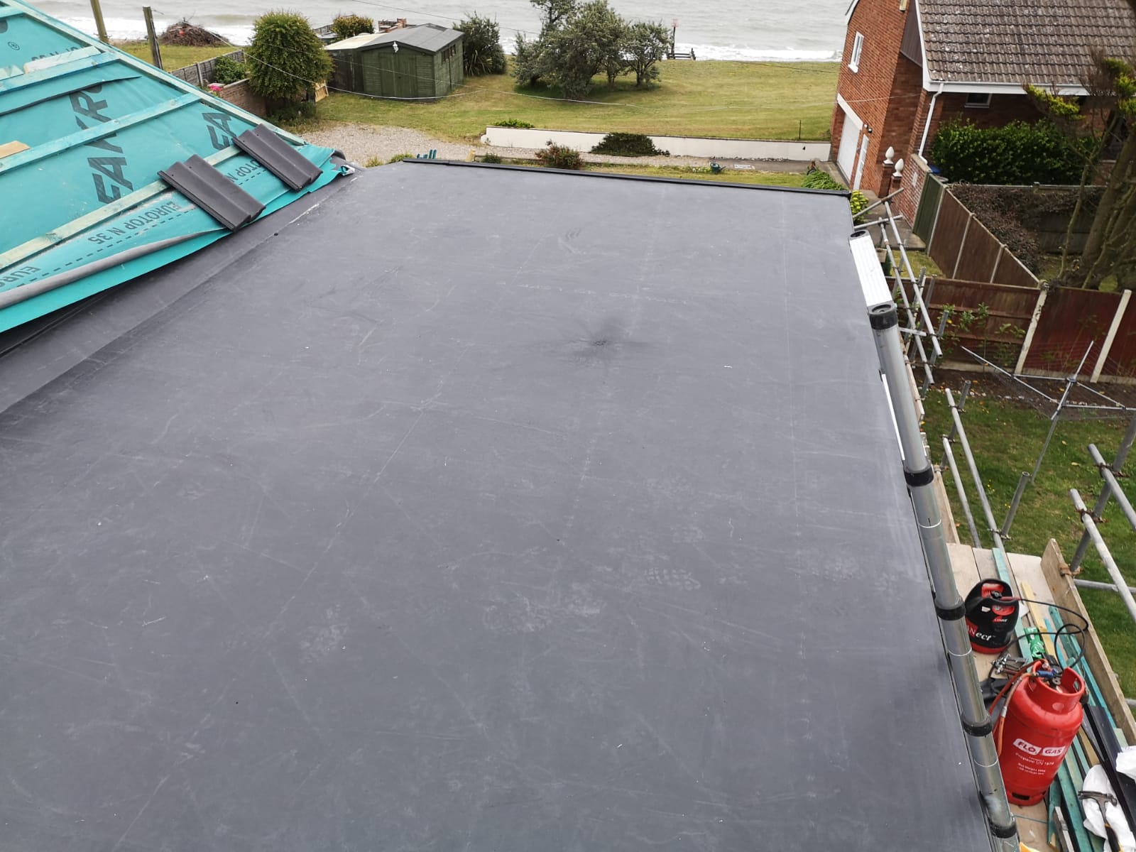 a roof with a fire extinguisher on it