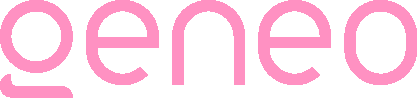 The word geneo is written in pink on a white background.