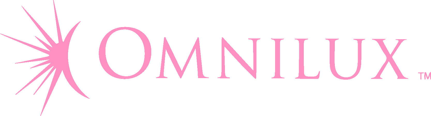 The omnilux logo is pink and has a star in the middle.