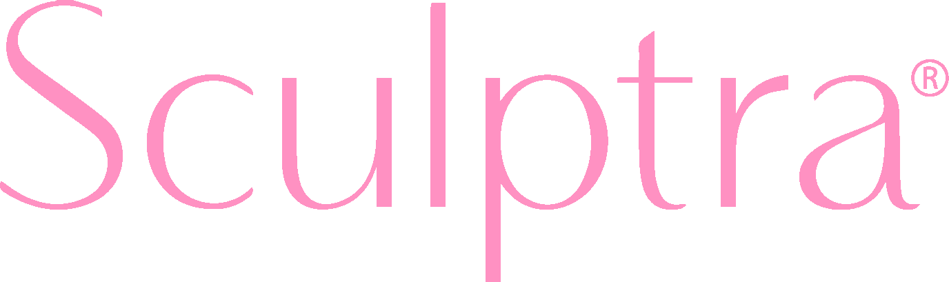 The logo for sculptra is pink on a white background.