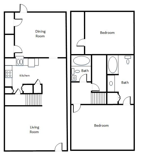 A black and white floor plan of a house.