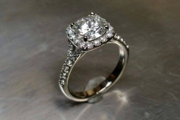 Halo Diamond Ring in Platinum — Jewelry Appraisal in Brentwood, TN