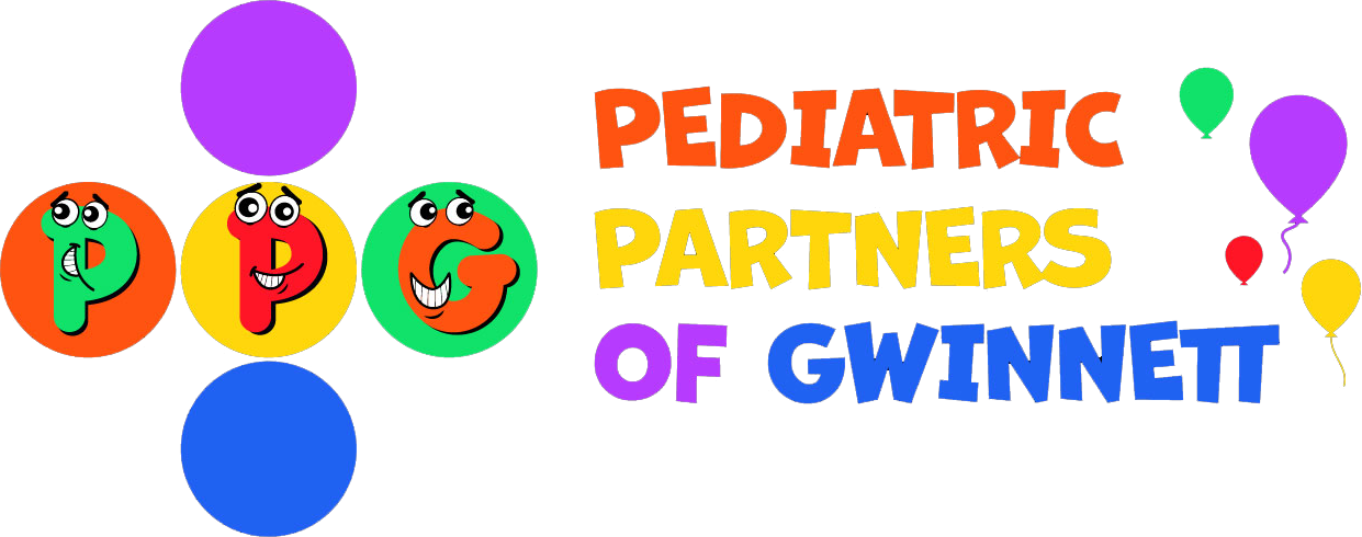 A colorful logo for pediatric partners of gwinnett