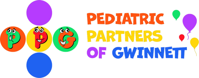 A colorful logo for pediatric partners of gwinnett