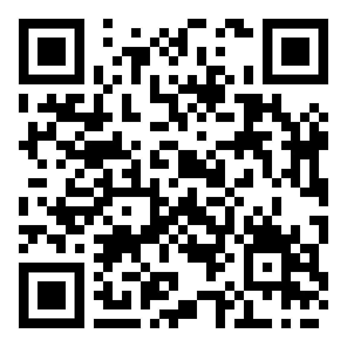 QR code, black and white matrix pattern.