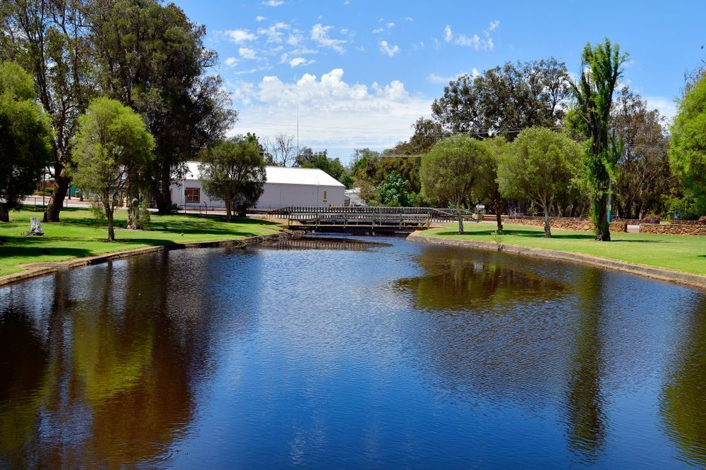 A Pond Reflects a Blue Sky and Trees — Storage Aus In Rockingham, WA